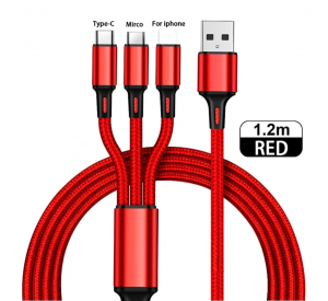 Hot Sell 3 In 1 Micro USB Type C Charger Cable Multi  Charging Cord  Mobile Phone Wire For Samsung/Iphone/ Huawei and multiple phone models