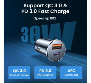 Para iPhone 12 11 Pro Max Huawei Xiaomi Samsung 5A Metal PD QC Cargador rápido de coche QC3.0 Tipo C Adaptador de carga rápida para teléfono
