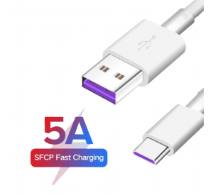 Para Samsung S20 S9 S8 Xiaomi Huawei P30 Pro Carga rápida Cable de carga de teléfono móvil Cable blanco, 5A Cable USB Tipo C