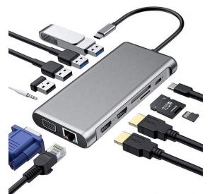 12 en 1 USB Type-C USB-C Multi Hub Laptop Docking Station HDMI 1080P 60Hz USB C Hub 12 en 1 para Macbook