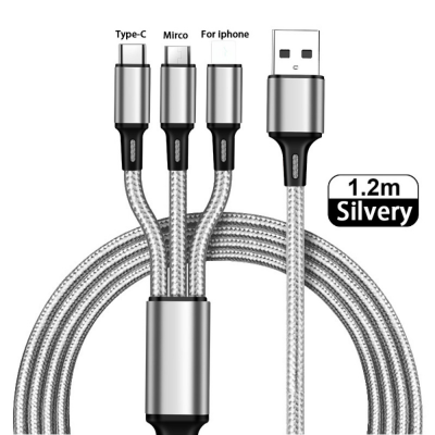 Hot Sell 3 In 1 Micro USB Type C Charger Cable Multi  Charging Cord  Mobile Phone Wire For Samsung/Iphone/ Huawei and multiple phone models' />