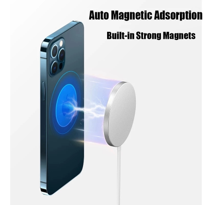 Para iPhone 12 Pro Max 12 pro 12 Mini Qi Cargador rápido 15W Cargador inalámbrico magnético USB C PD Adaptador Cargador portátil Magsafe' />