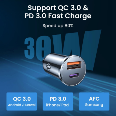 Para iPhone 12 11 Pro Max Huawei Xiaomi Samsung 5A Metal PD QC Cargador rápido de coche QC3.0 Tipo C Adaptador de carga rápida para teléfono' />