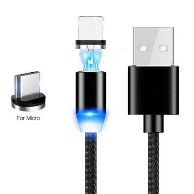 New Arrival 3 plug 3 in 1 Magnetic Fast Charging Micro Usb Cable Type C Usb C Phone Data Cable charger for Samsung Android IOS' />
