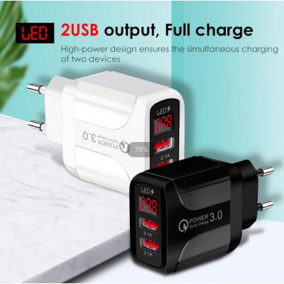 2USB Ports LED digital display Fast Charger 2.1AUSB Charger for Cell Phone Fast Charger EU / US Plug mobile phone Charge' />