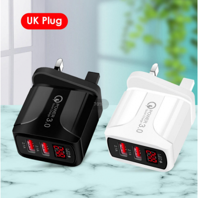 2USB Ports LED digital display Fast Charger 2.1AUSB Charger for Cell Phone Fast Charger EU / US Plug mobile phone Charge' />