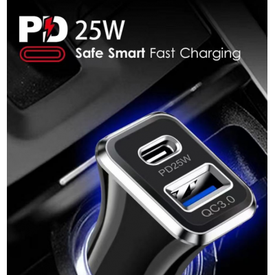 Dual port USB PD type C 18W 12W QC3.0 Car Charger Adapter Fast Car Phone Charger For Iphone,For Huawei,For Samsung,For XiaoMi' />