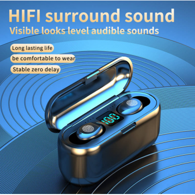 Bluetooth F9 TWS 5.0 Wireless Earphone Mini Headphones Touch Control LED Display 2000mAh In Ear Earbuds Gaming Headset' />