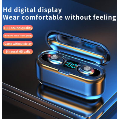 Bluetooth F9 TWS 5.0 Wireless Earphone Mini Headphones Touch Control LED Display 2000mAh In Ear Earbuds Gaming Headset' />