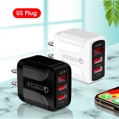 2 puertos USB pantalla digital LED cargador rápido 2.1AUSB cargador para teléfono móvil cargador rápido UE/EE. UU. enchufe carga de teléfono móvil' />