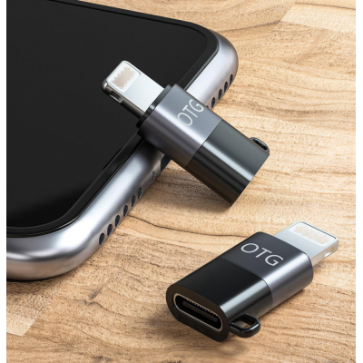 Adaptador USB tipo C a OTG de 8 pines Convertidor de cable de datos de carga rápida para auriculares Tipo C hembra a adaptador OTG de iluminación' />