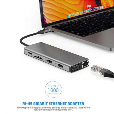 12 en 1 USB Type-C USB-C Multi Hub Laptop Docking Station HDMI 1080P 60Hz USB C Hub 12 en 1 para Macbook' />