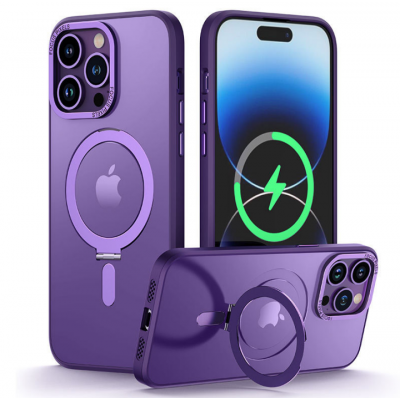 Estuches para teléfonos móviles con soporte invisible magnético para iPhone 14 Pro Max Case s 2023 Cubierta mate translúcidar' />
