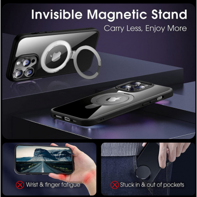 Estuches para teléfonos móviles con soporte invisible magnético para iPhone 14 Pro Max Case s 2023 Cubierta mate translúcidar' />