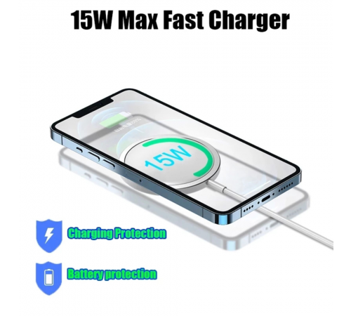Para iPhone 12 Pro Max 12 pro 12 Mini Qi Cargador rápido 15W Cargador inalámbrico magnético USB C PD Adaptador Cargador portátil Magsafe